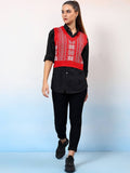 NOWI Women Fair Isle Printed Woollen Crop Sweater Vest