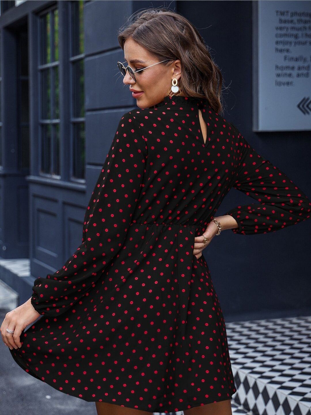 Polka Dot Print Fit & Flare Dress