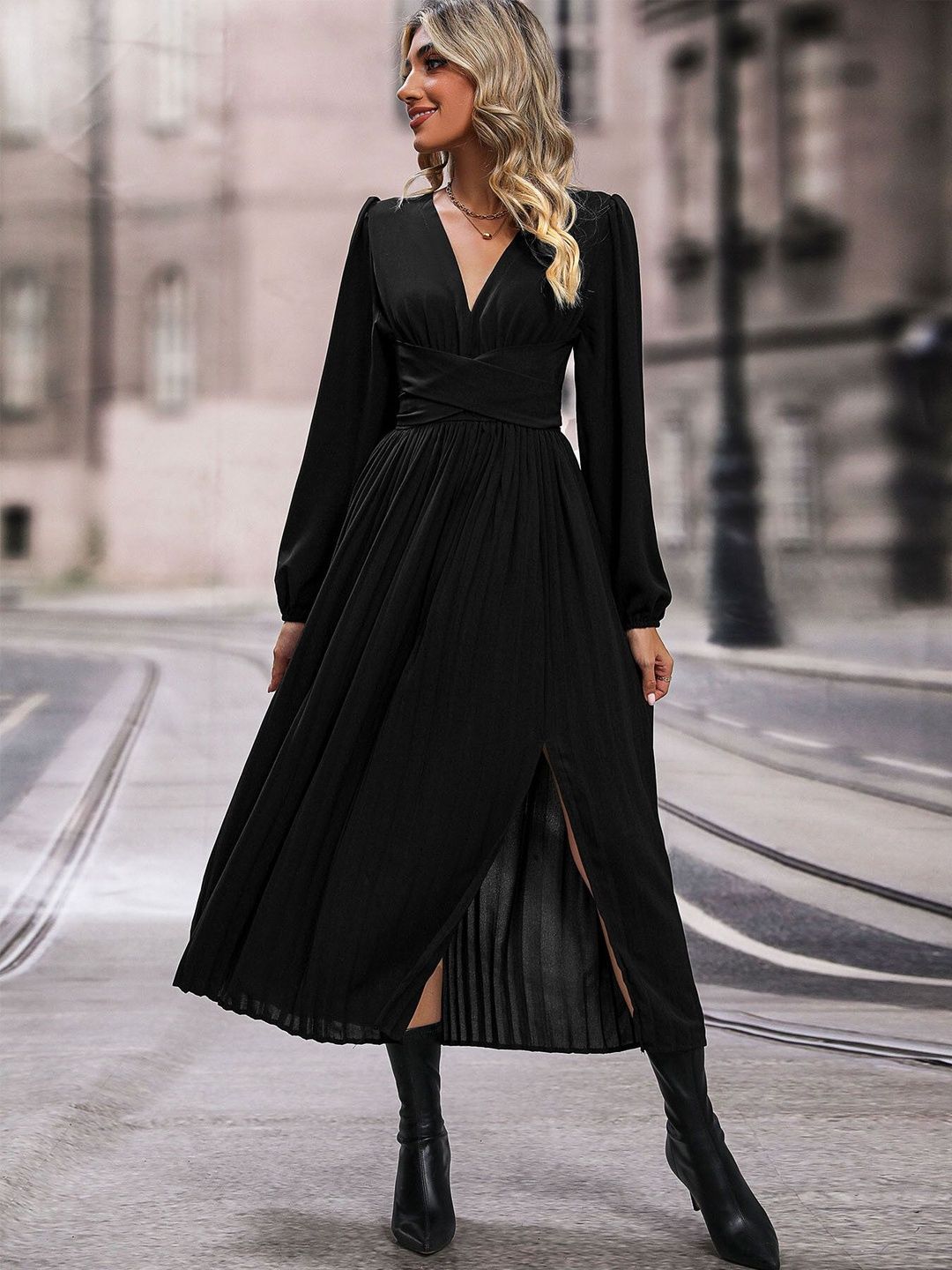 Women's Black Maxi Midi Dress