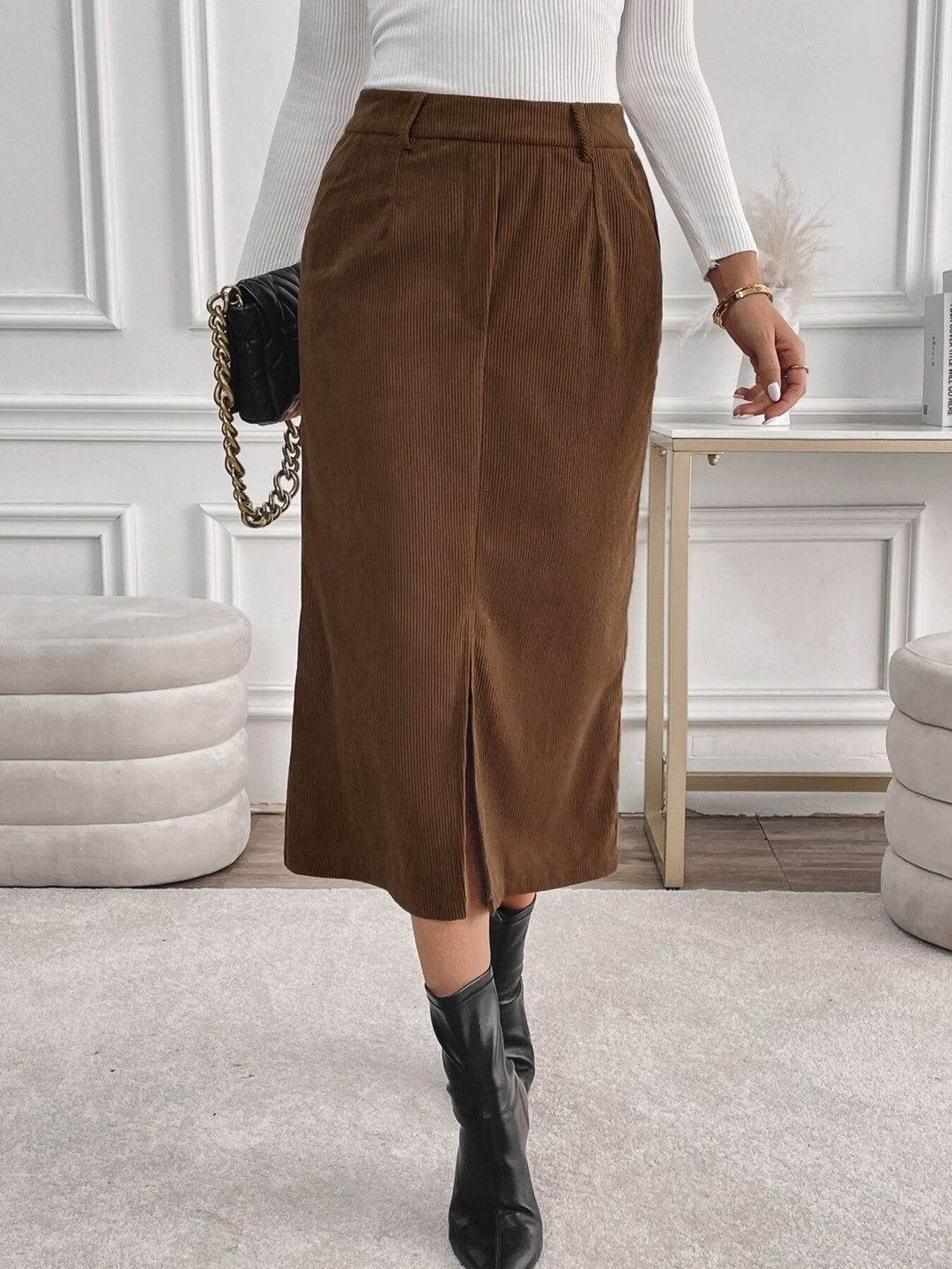 Midi Skirt With Front Split