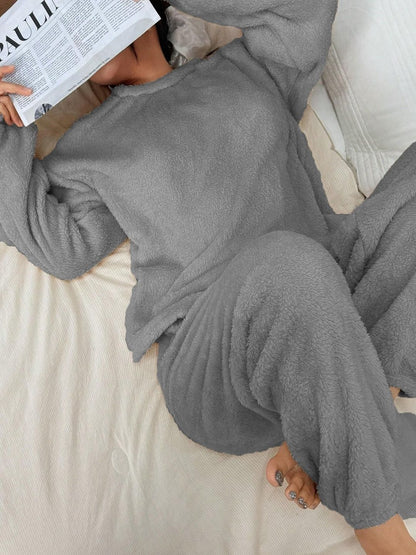 Round Neck Long Sleeves Night Suit