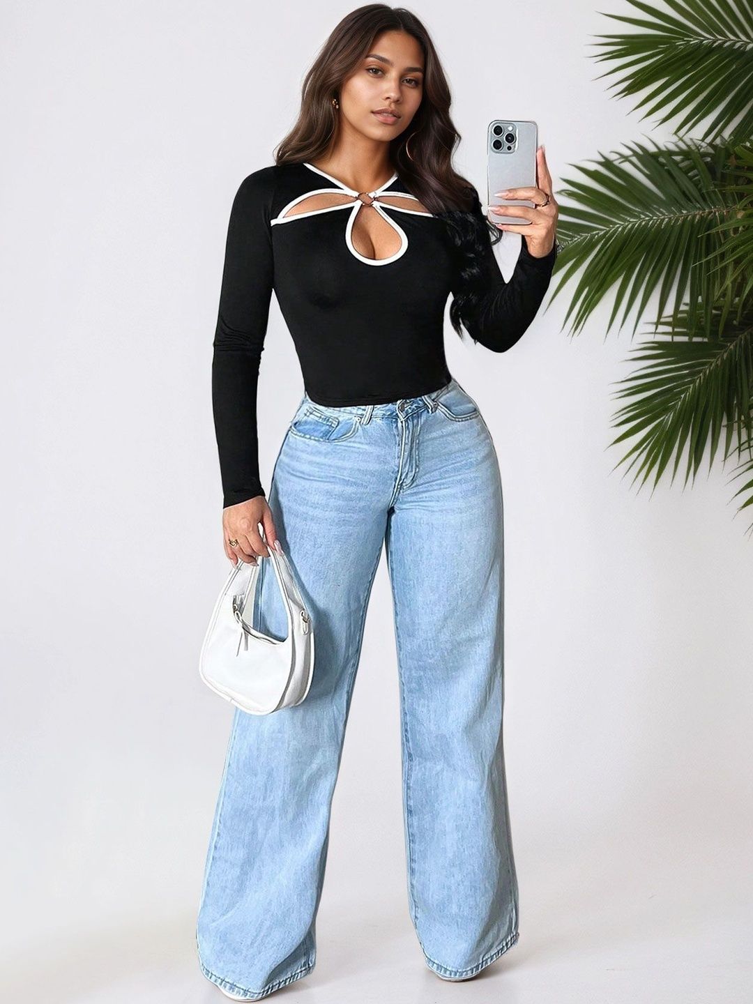 Women's Black Cotton Top Printed Regular Fit