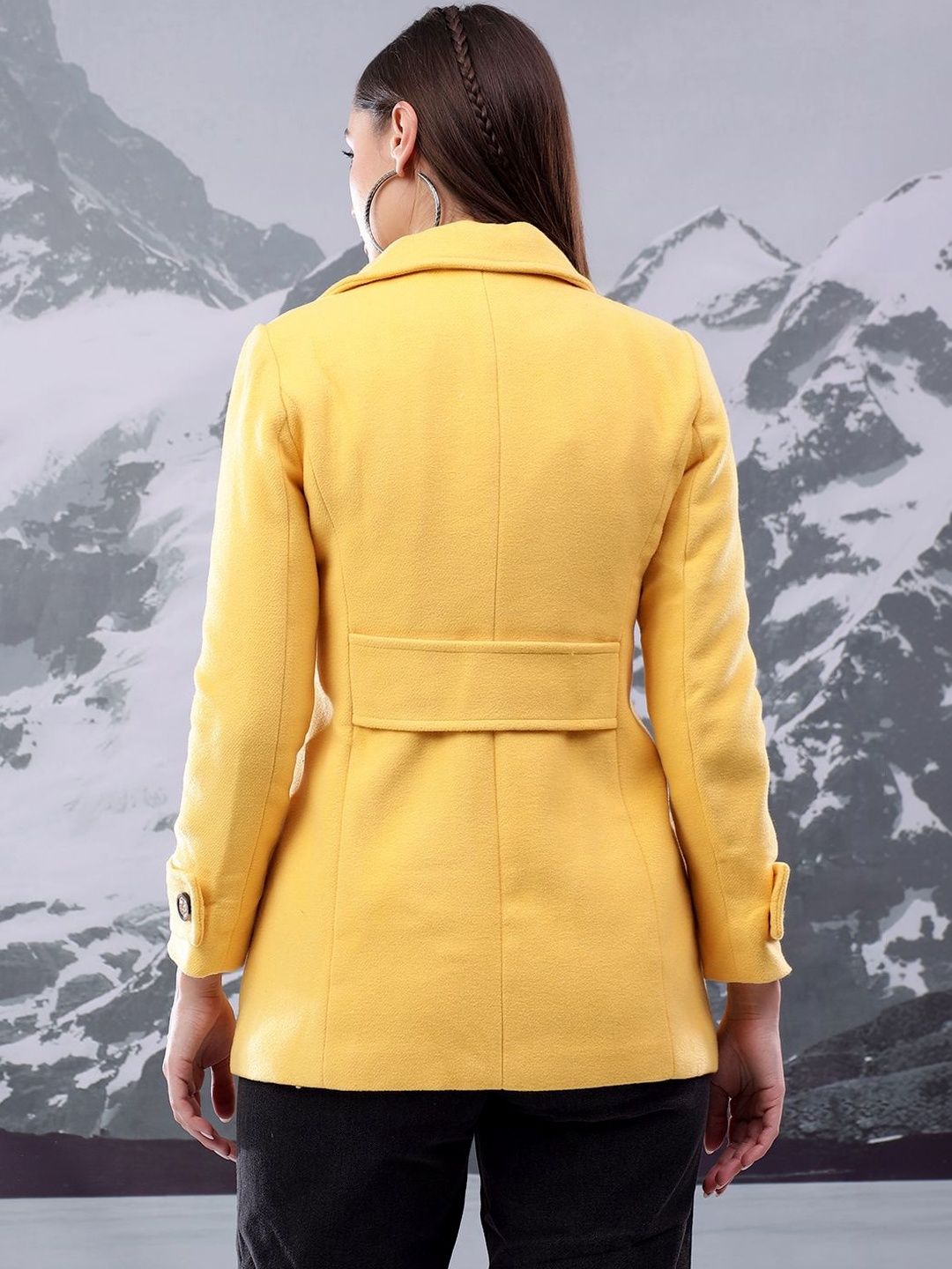 NOWI Solid Cotton Double Breasted  Coat