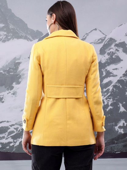 NOWI Solid Cotton Double Breasted  Coat