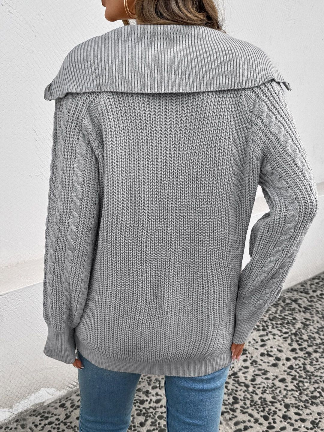 Women's Grey Cable Knit Pullover