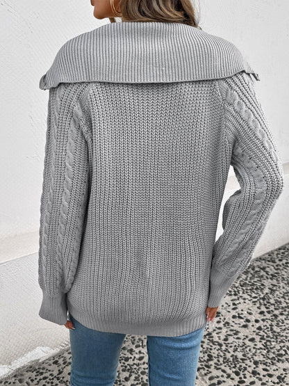 Women's Grey Cable Knit Pullover