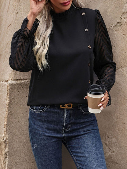 Women's Black Ruffles Top