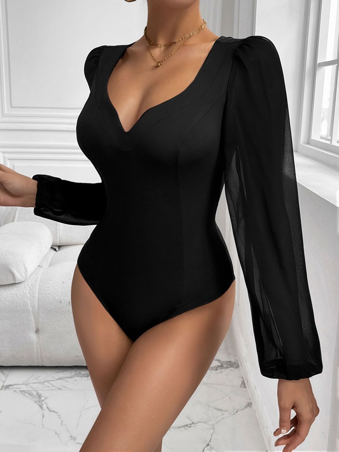 Cotton V-Neck Bodysuit