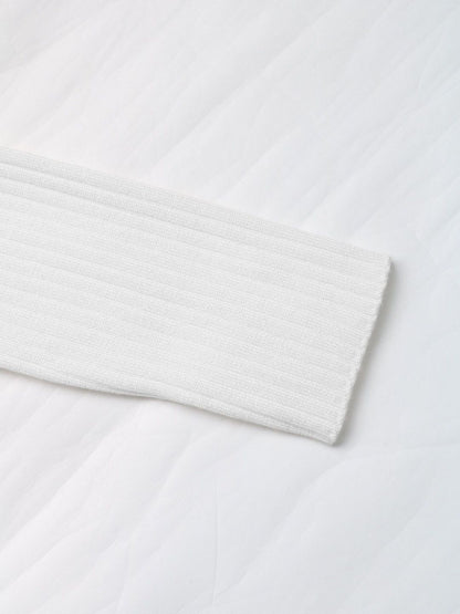 Women's White Ribbed Pullover Blend