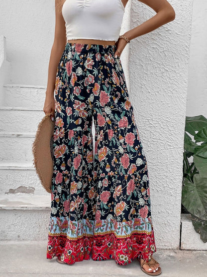 Women Floral Printed Loose Fit Non Iron Trousers