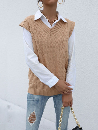 Women's Orange Nowi Women Cable Knit Sweater Vest