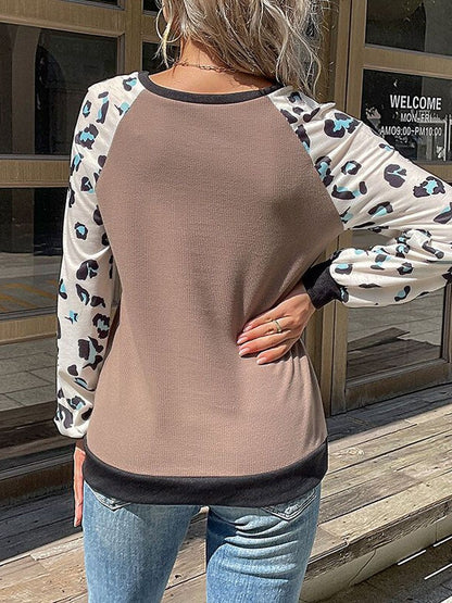 Women's Brown Animal Colourblocked Pullover