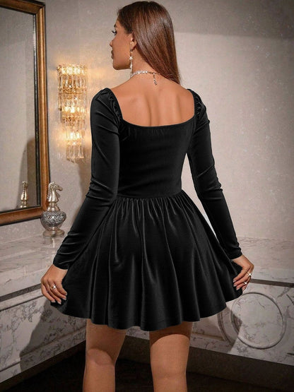 NOWI Puff Sleeve Fit & Flare Mini Dress