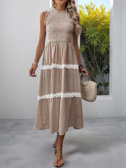 Striped A-Line Midi Dress