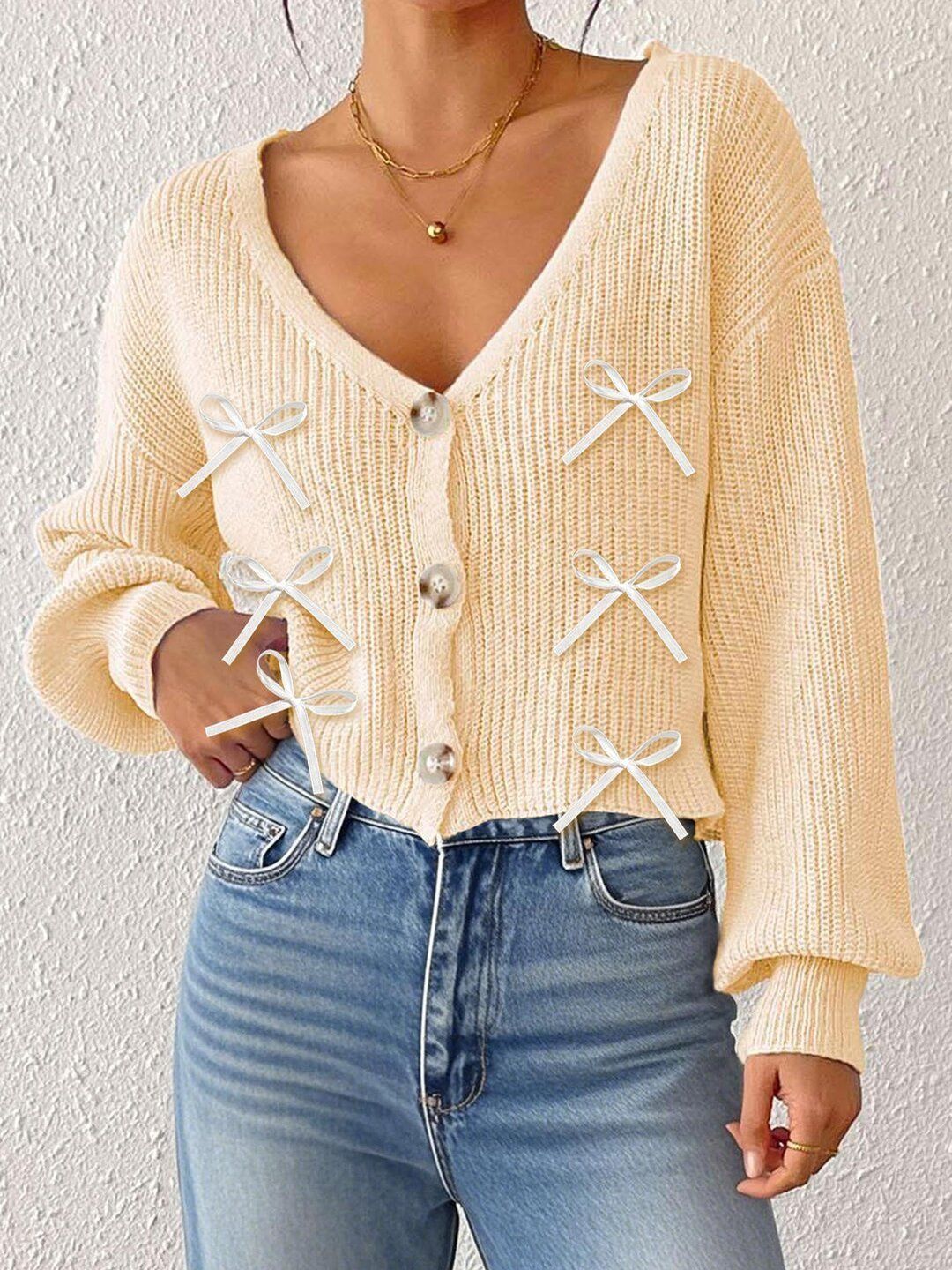 Women Ribbed Crop Cardigan