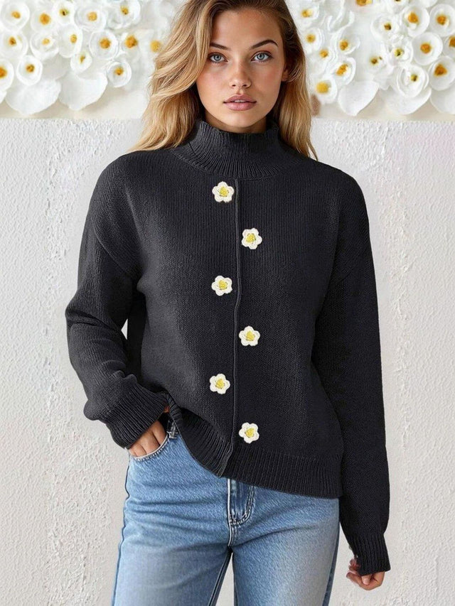 Cardigan in Black acrylic - Nowi Korean Fashion