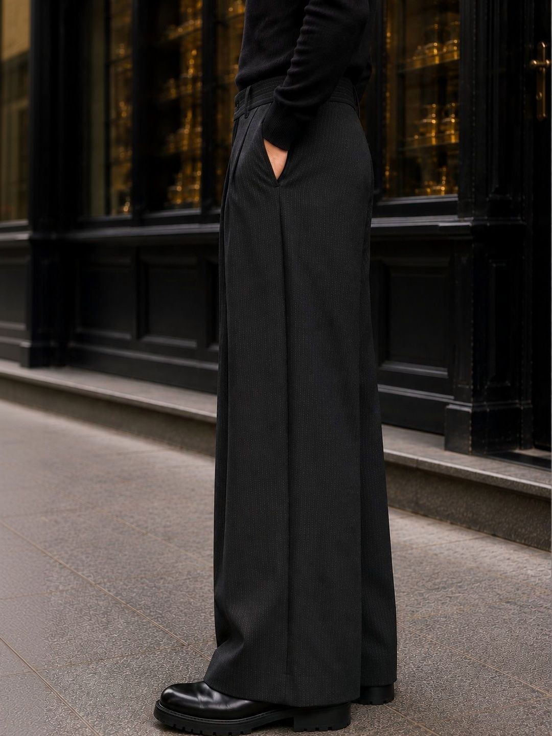Men Striped Relaxed High-Rise Pleated Trousers