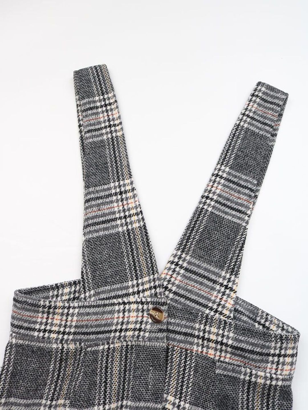 Women's Grey Checked Pinafore Dress