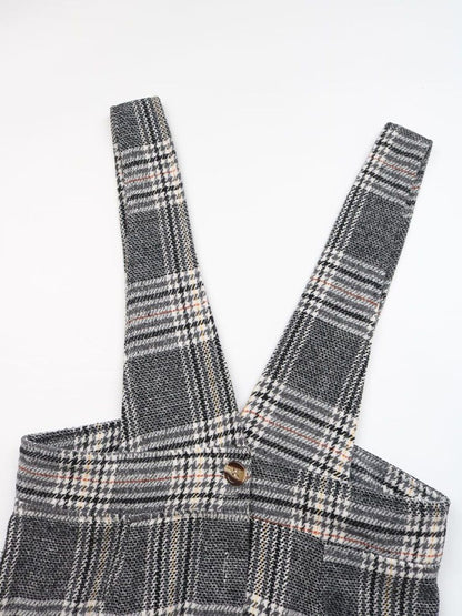 Women's Grey Checked Pinafore Dress