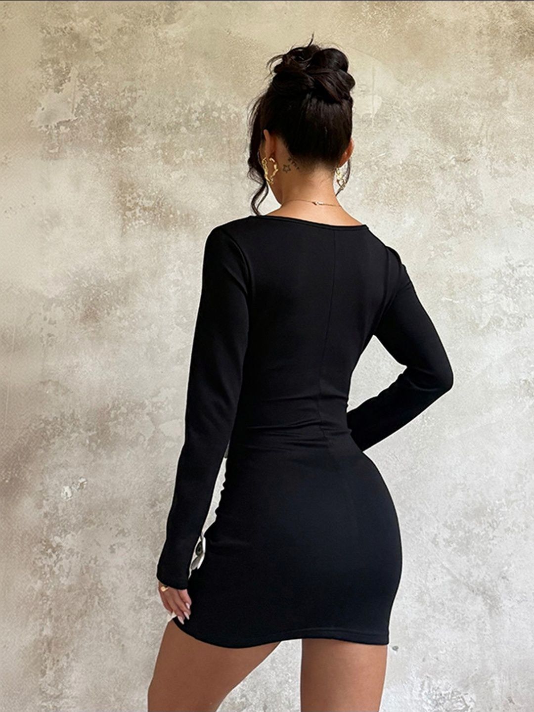 Women's Black Bodycon Mini Dress Blend Printed