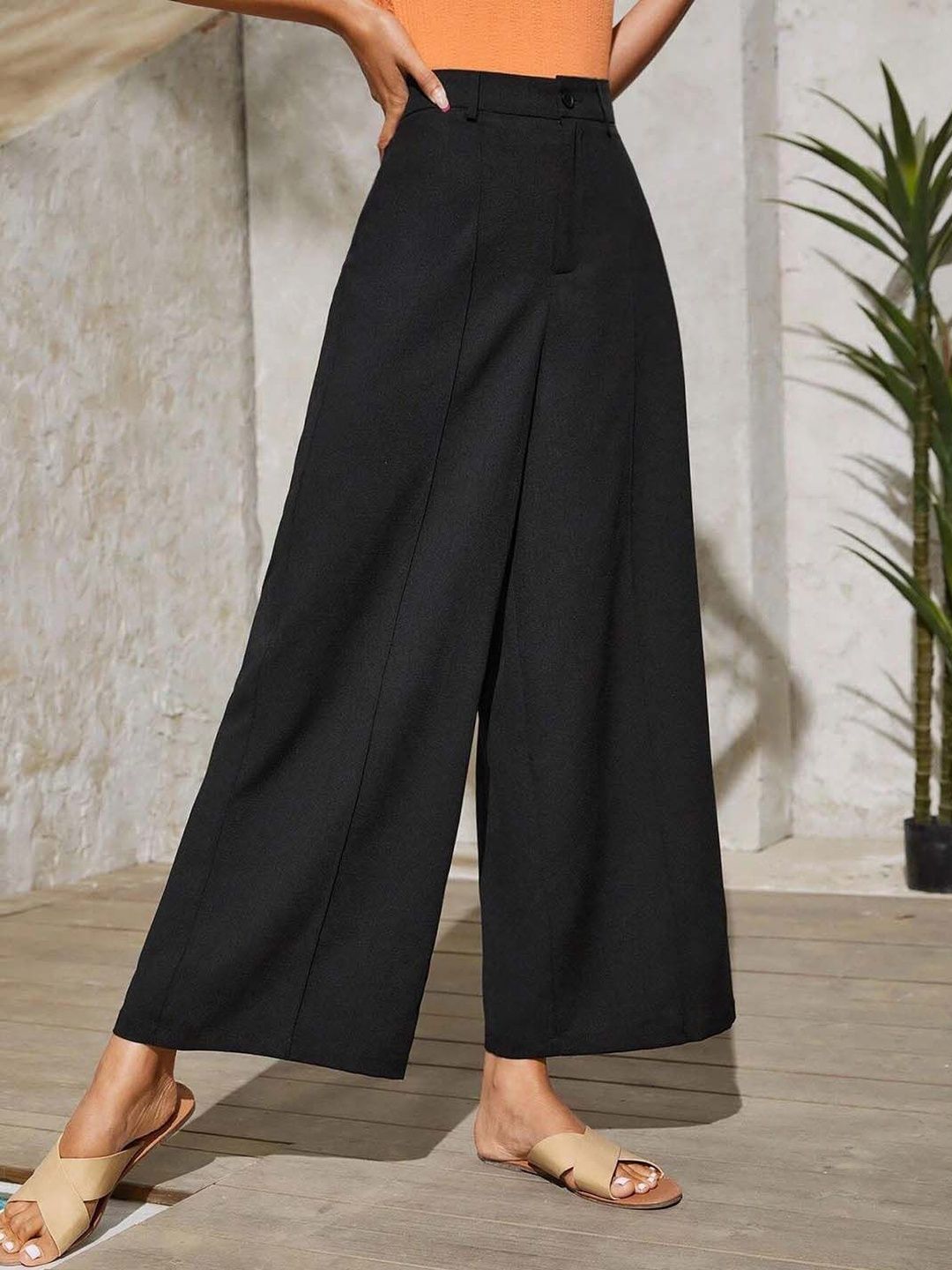 Women Flared High-Rise Trousers