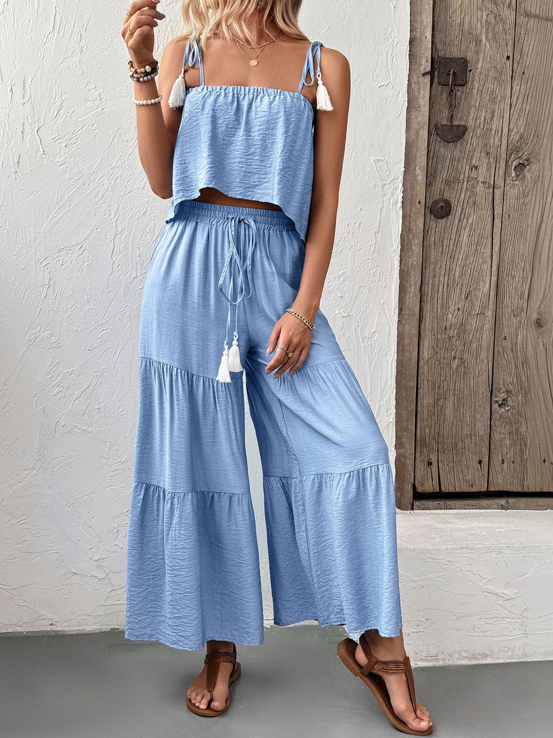 Shoulder Straps Top & Palazzos Co-Ords