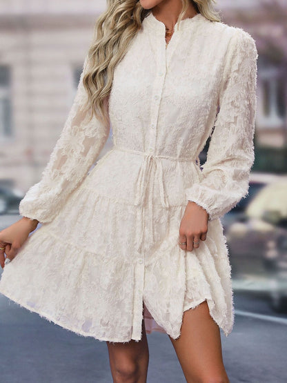 Women's White Fit & Flare Dress Blend Printed