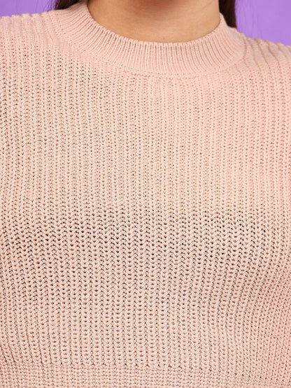 NOWI Women Woollen Crop Pullover