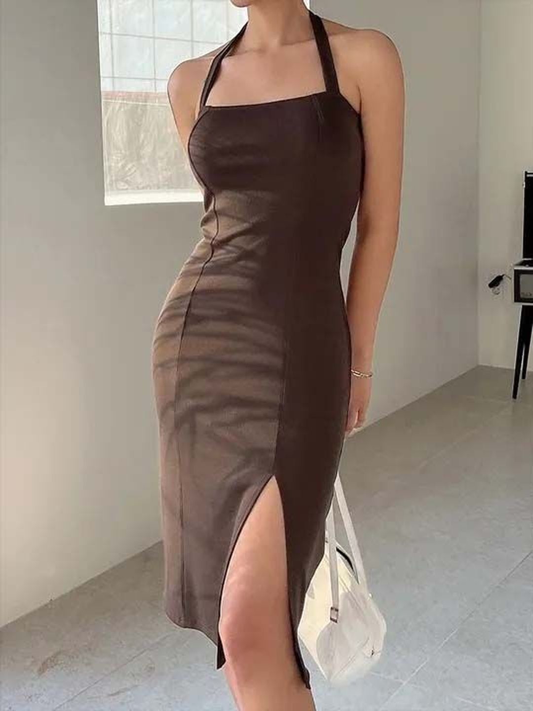 Halter Neck Bodycon Midi Dress