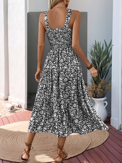 Floral Print A-Line Midi Dress