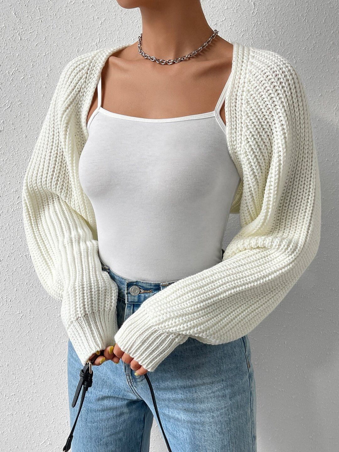 Women Ribbed Crop Cardigan