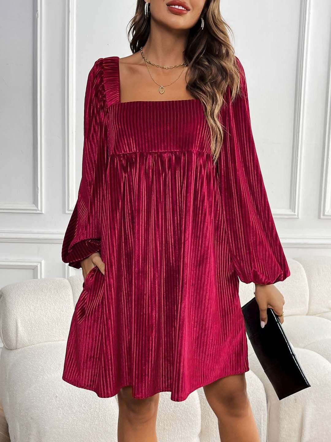 Puff Sleeve A-Line Dress