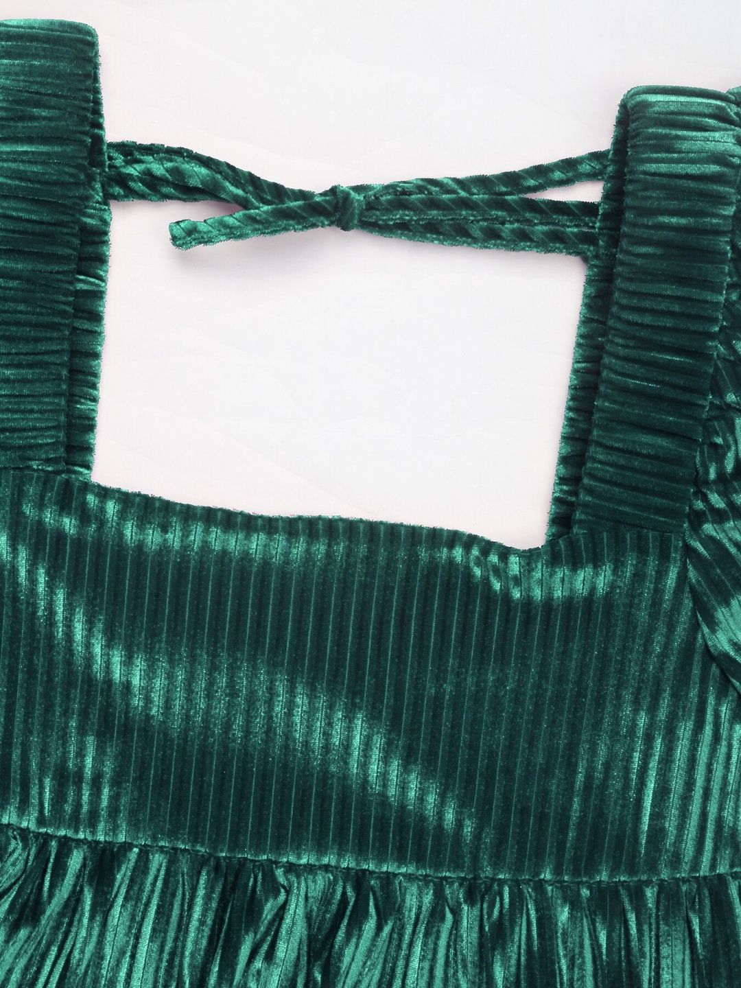 Women's Green Puff Sleeve Dress Blend