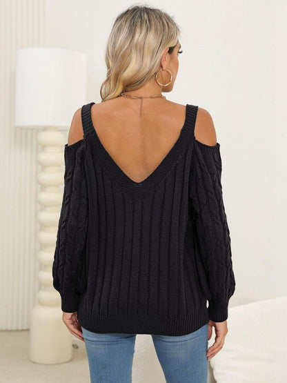 Women Cable Knit Pullover with Embroidered Detail