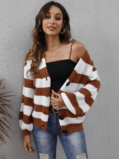 Women Striped Cardigan