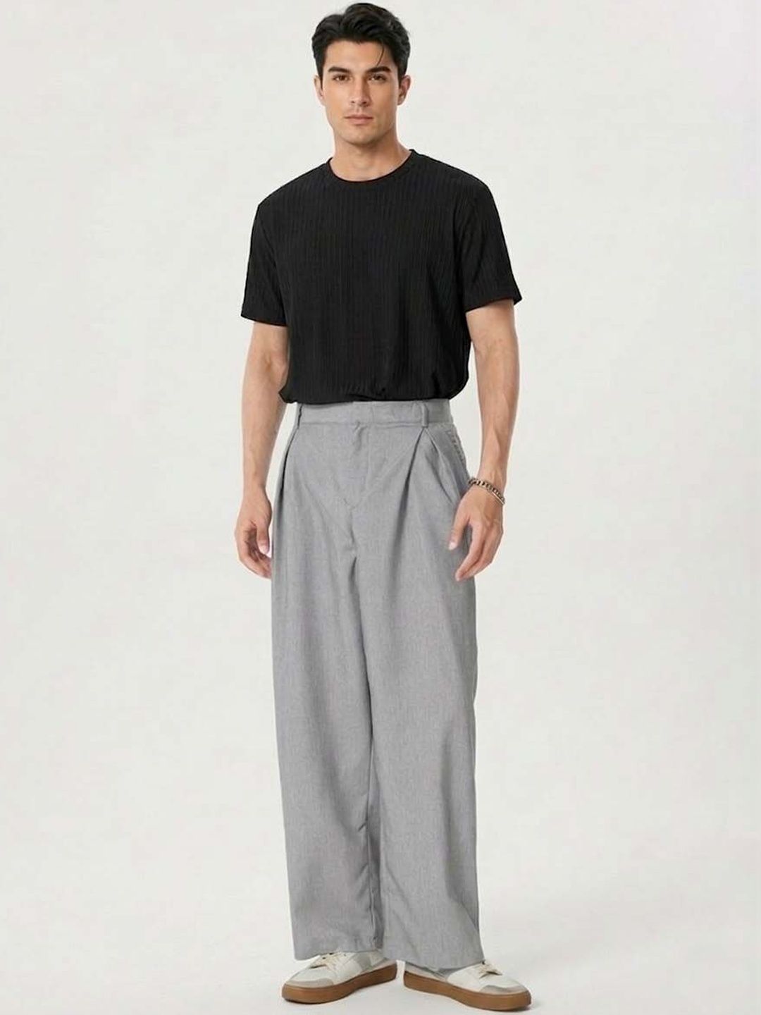 Men Wrinkle Free Pleated Trousers