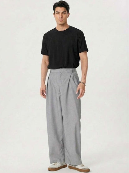 Men Wrinkle Free Pleated Trousers