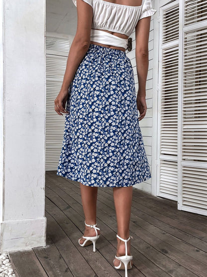 Printed Flared Mid Rise Midi Skirts