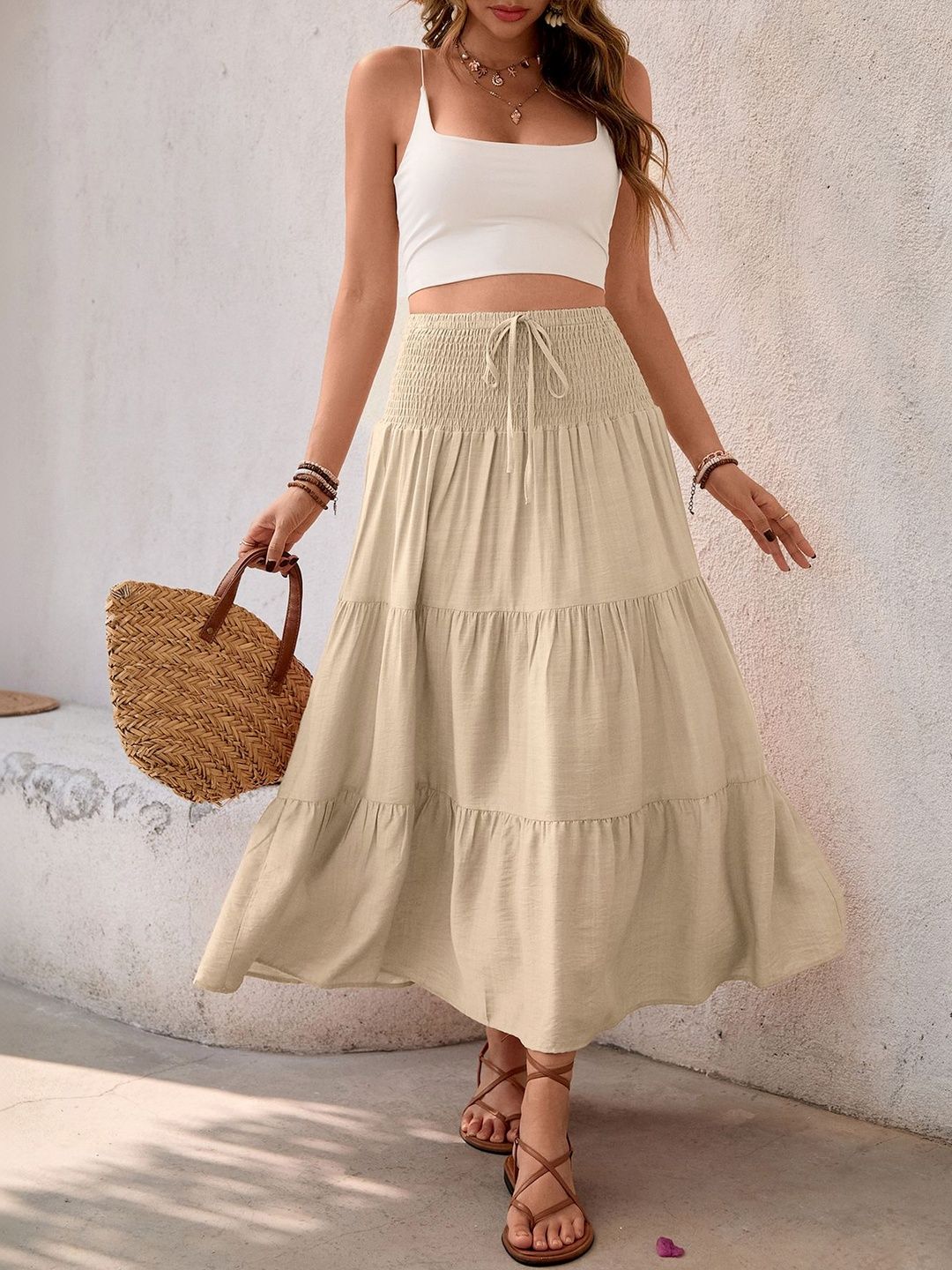 Tiered Flared Cotton Skirts