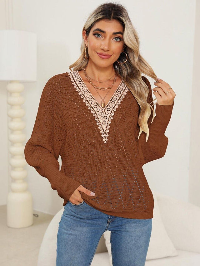Pullover in Brown acrylic Style 762 - Nowi Korean Fashion