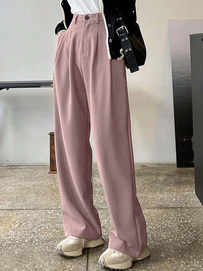 Women Straight Fit Pleated Trousers