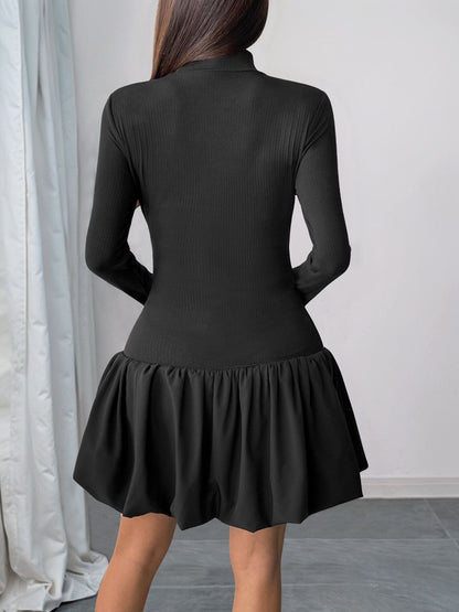 Women's Black Fit & Flare Mini Dress Blend Printed