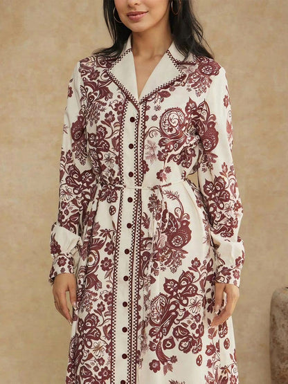 Floral Print Shirt Maxi Dress