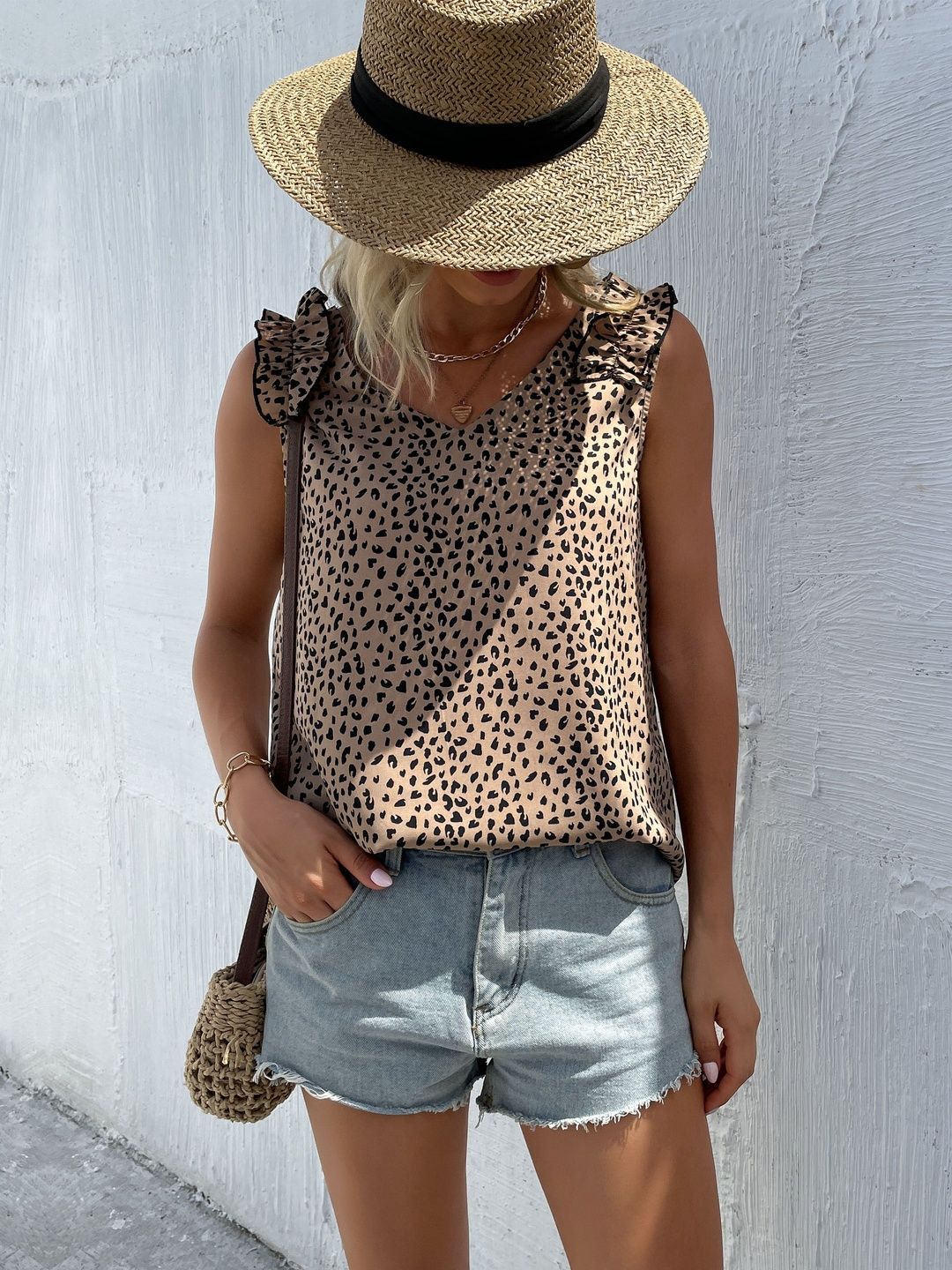 Animal Print Ruffles Top