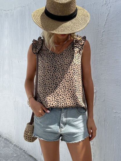 Animal Print Ruffles Top