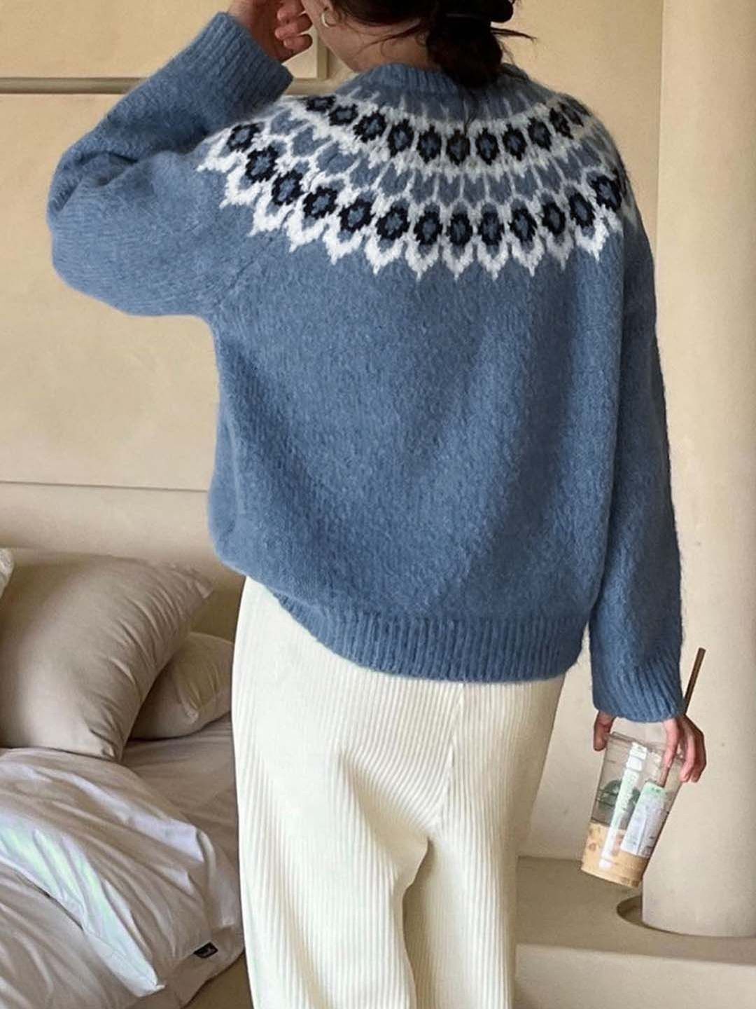 NOWI Round Neck Fair Isle Pullover