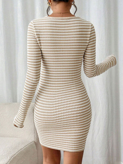 NOWI Striped Bodycon Mini Dress