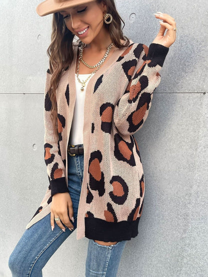 Women's Beige Animal Printed Cardigan