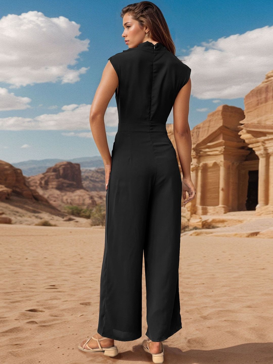 Shawl Neck Basic Jumpsuit