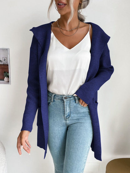 Women's Blue Nowi Women Ribbed Cardigan